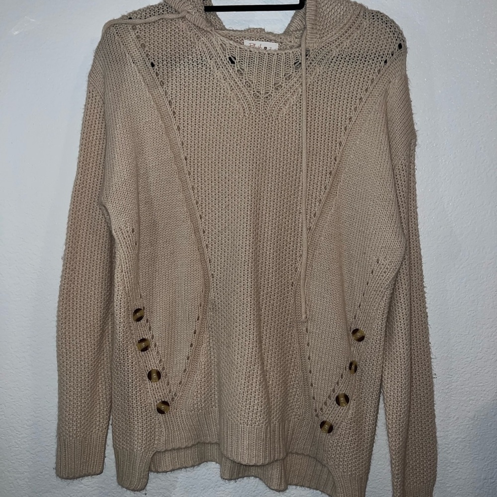 Blush Tan Cowl Neck Sweater with Relaxed Fit